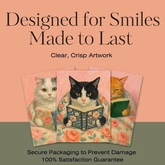 Funny Cat Poster Set of 9 Cat Lover Gift, 8x10 Art Prints Unframed Vintage Style - Picture 5 of 5